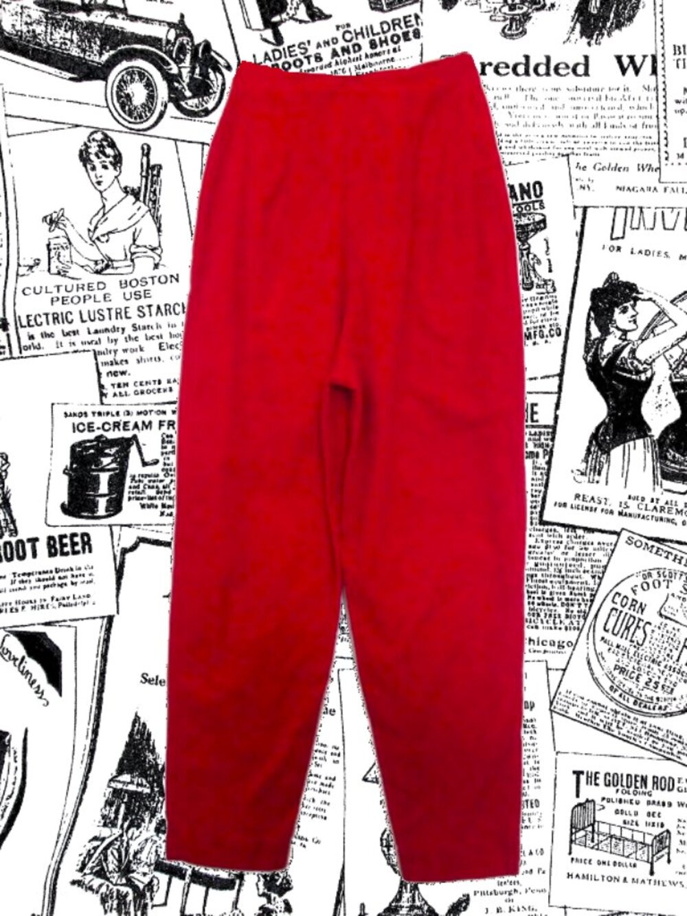 pin up red velvet capri pants 50s vintage size extra small xs 2xs xxs